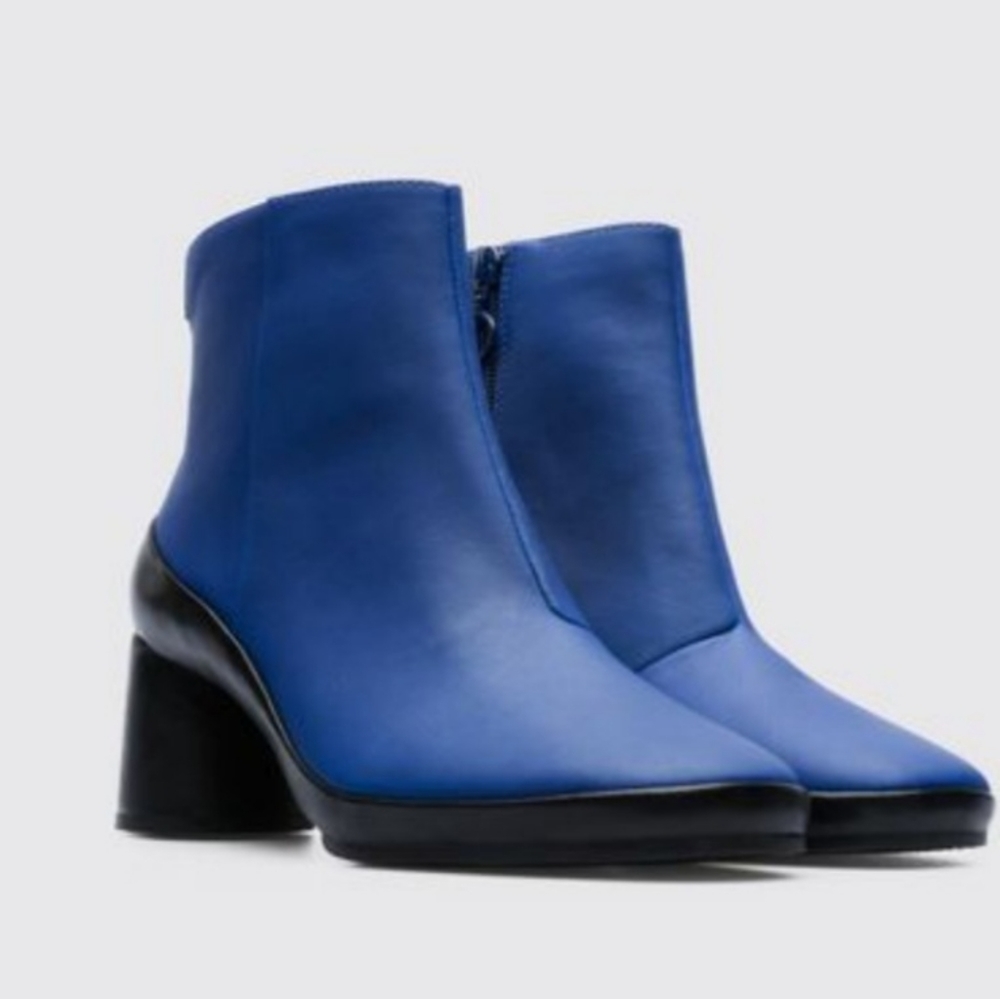 Blue Leather Booties